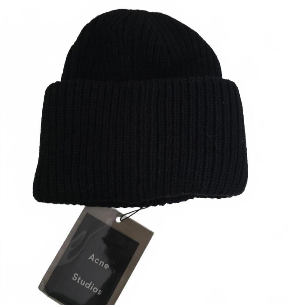 Acne Studios Pansy Beanie Big Face Black New With Tags - Picture 2 of 3